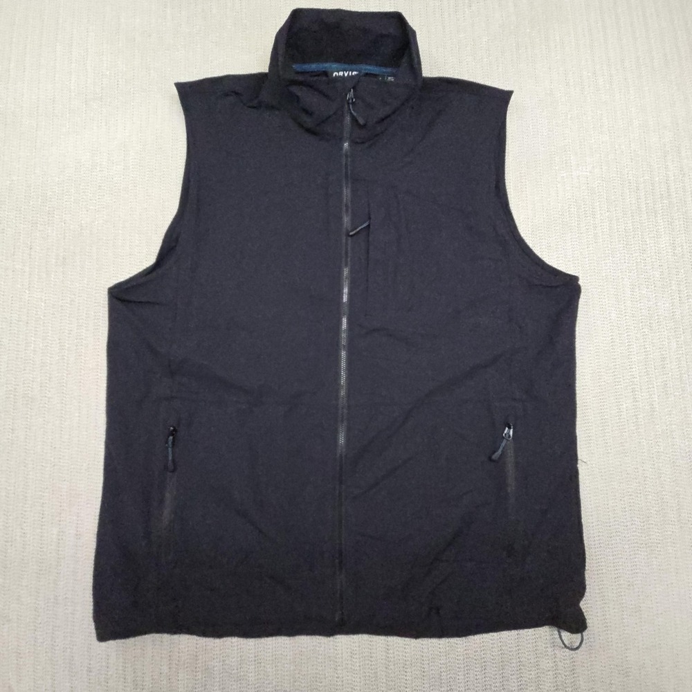 Orvis Vest Mens Large Black Softshell Full Zip Zip Pockets Outdoor Travel